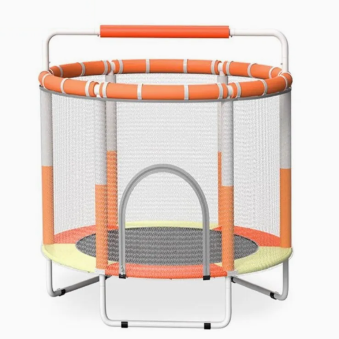 Premium kids trampoline with safety enclosure net set up in a Nairobi backyard