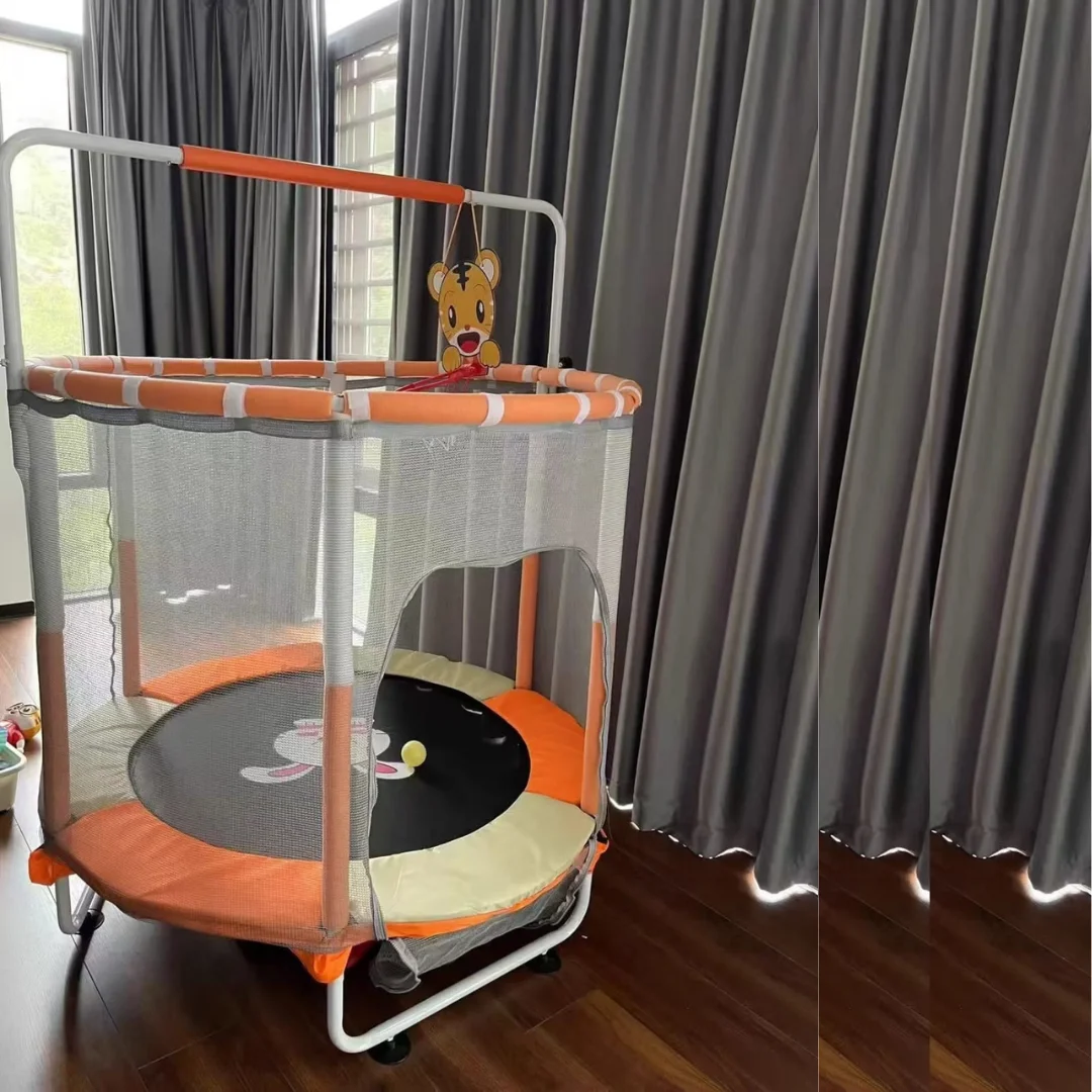 Premium kids trampoline with safety enclosure net set up in a Nairobi backyard