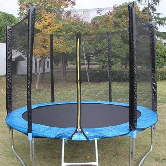 Premium kids trampoline with safety enclosure net set up in a Nairobi backyard
